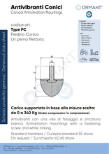 Carica l&#39;immagine nel visualizzatore di Gallery, 305 PIED. CONICO PC 30/30 M8x23 Sh 60 CARICO KG 34
